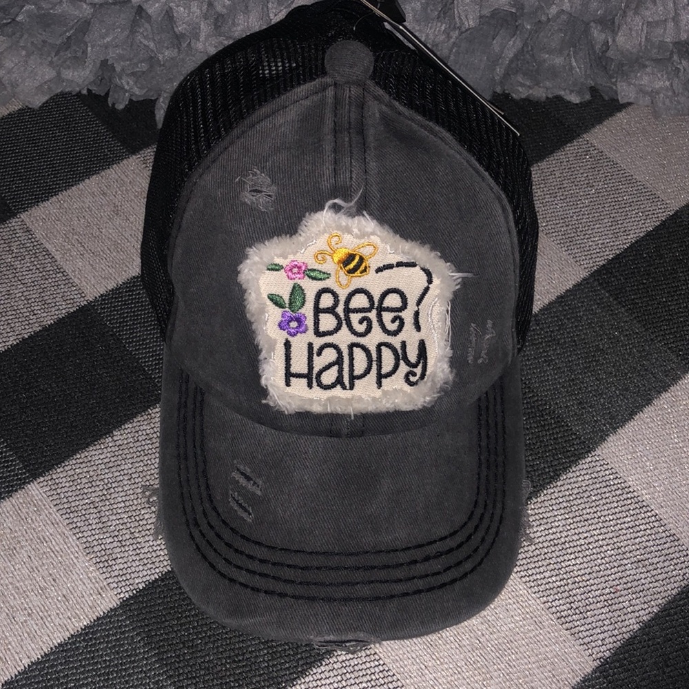 bee 🐝 happy kids ponytail baseball cap - Picture 6 of 10